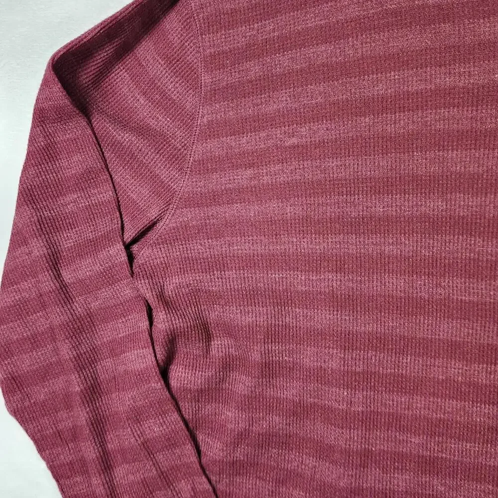 Banana Republic‎ XXL Waffle Knit Hoodie Burgundy Maroon Stripe Pullover Casual